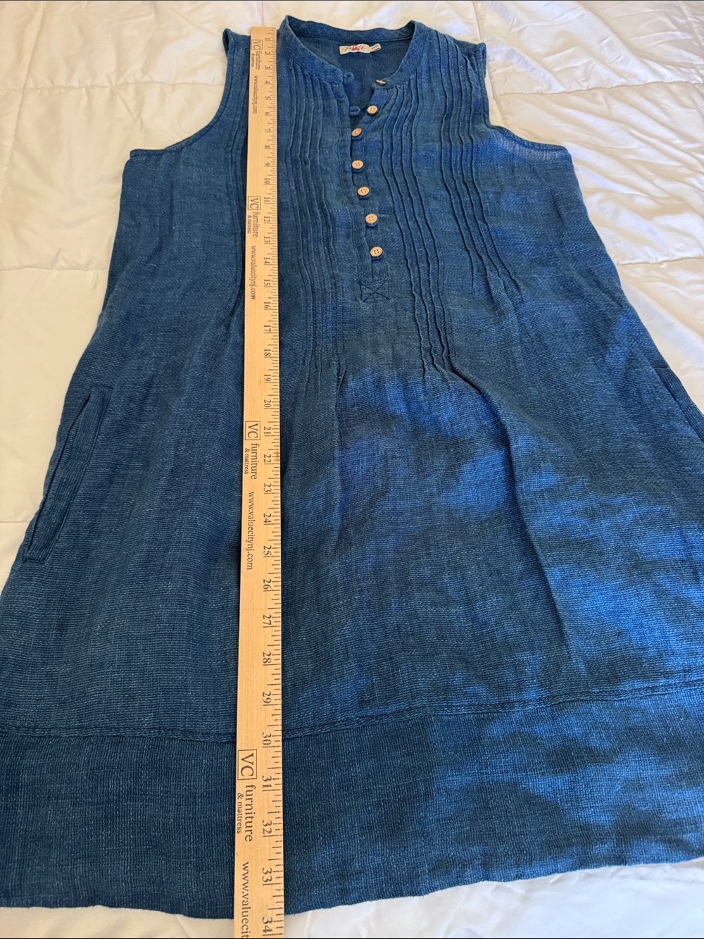 Faherty Blue Isha Linen Sleeveless Mini Dress Sz XS - Picture 6 of 8